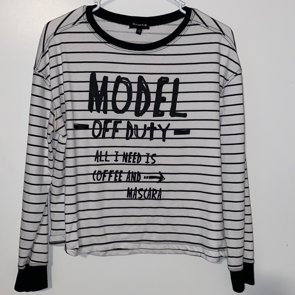 Rampage “Model Off Duty All I Need Is Coffee And Mascara” Long Sleeve Tee